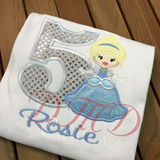 Cinderella Applique Shirt , Inspired Birthday Shirt, Princess Cinderella Shirt, - DMDCreations