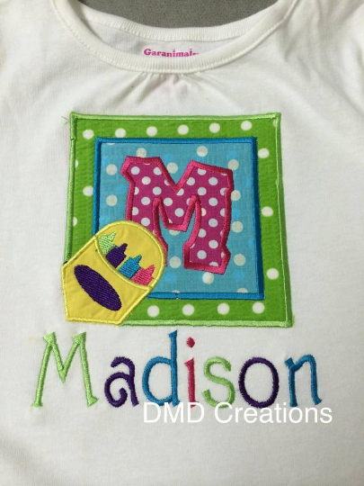 Crayon Box Shirt, Personalized Crayon Box Shirt , Crayon Box Applique Shirt - DMDCreations