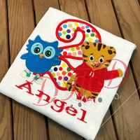 O is owl and Daniel The Tiger Birthday Shirt, Daniel and Owl Shirt, - DMDCreations