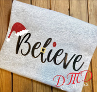 Believe in Santa Shirt, Santa Hat shirt, Christmas Shirt - DMDCreations