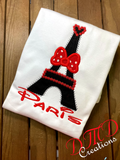 Eiffel Tower with bow shirt , Paris Trip shirt, Eiffel Tower Applique shirt - DMDCreations