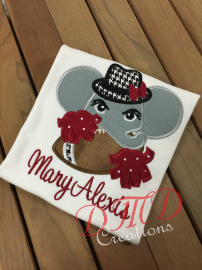 Girl Elephant with Fedora hat shirt , Alabama Football elephant shirt - DMDCreations