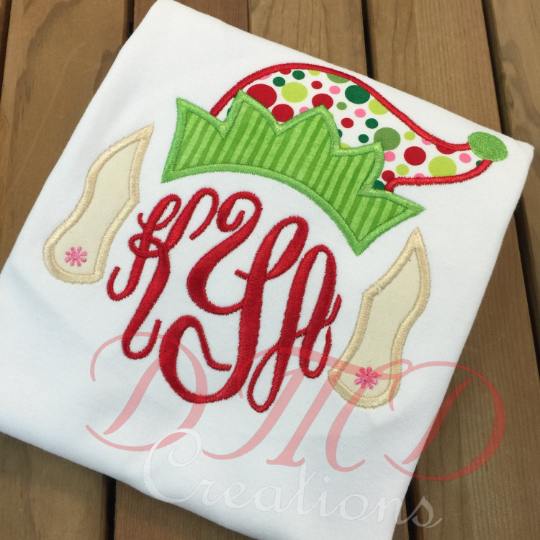 Elf With monogram shirt, Monogram Elf Shirt,  Christmas Themed Shirt - DMDCreations