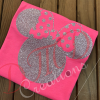 Glitter Minnie Head Shirt, Mouse Head Shirt - DMDCreations