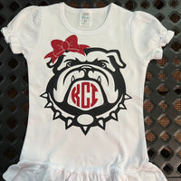 Vinyl Bulldog with Initials , Georgia Bulldog Inspired Shirt