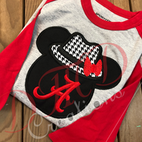 Minnie or Mickey Alabama Shirt, Minnie or Mickey with Fedora Hat - DMDCreations