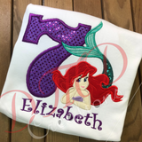 Little Mermaid Birthday Shirt, Mermaid Laying down - DMDCreations