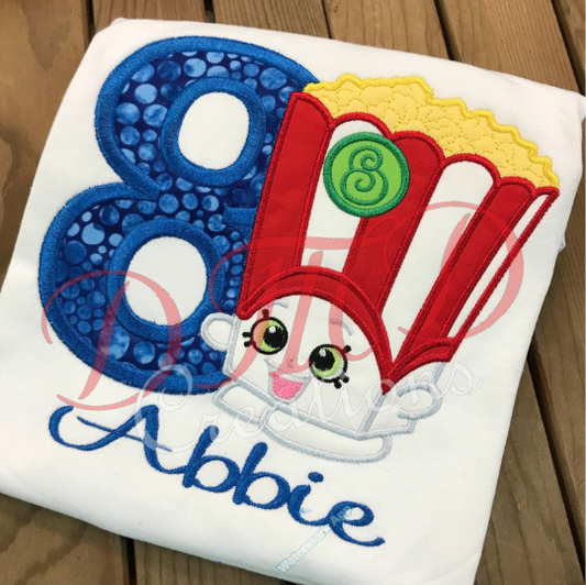 Shopkins Popcorn Birthday Shirt, Popcorn birthday Shirt - DMDCreations