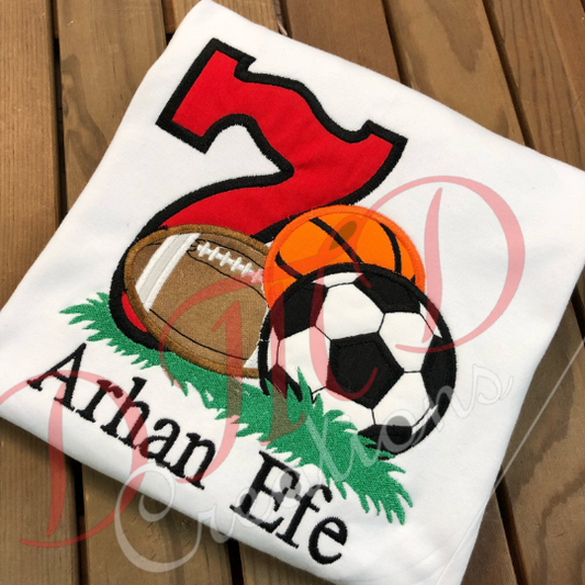 Sports Ball with Grass Birthday Shirt, Sports birthday Shirt - DMDCreations